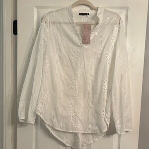 NWT! White Embroidered Women's Top